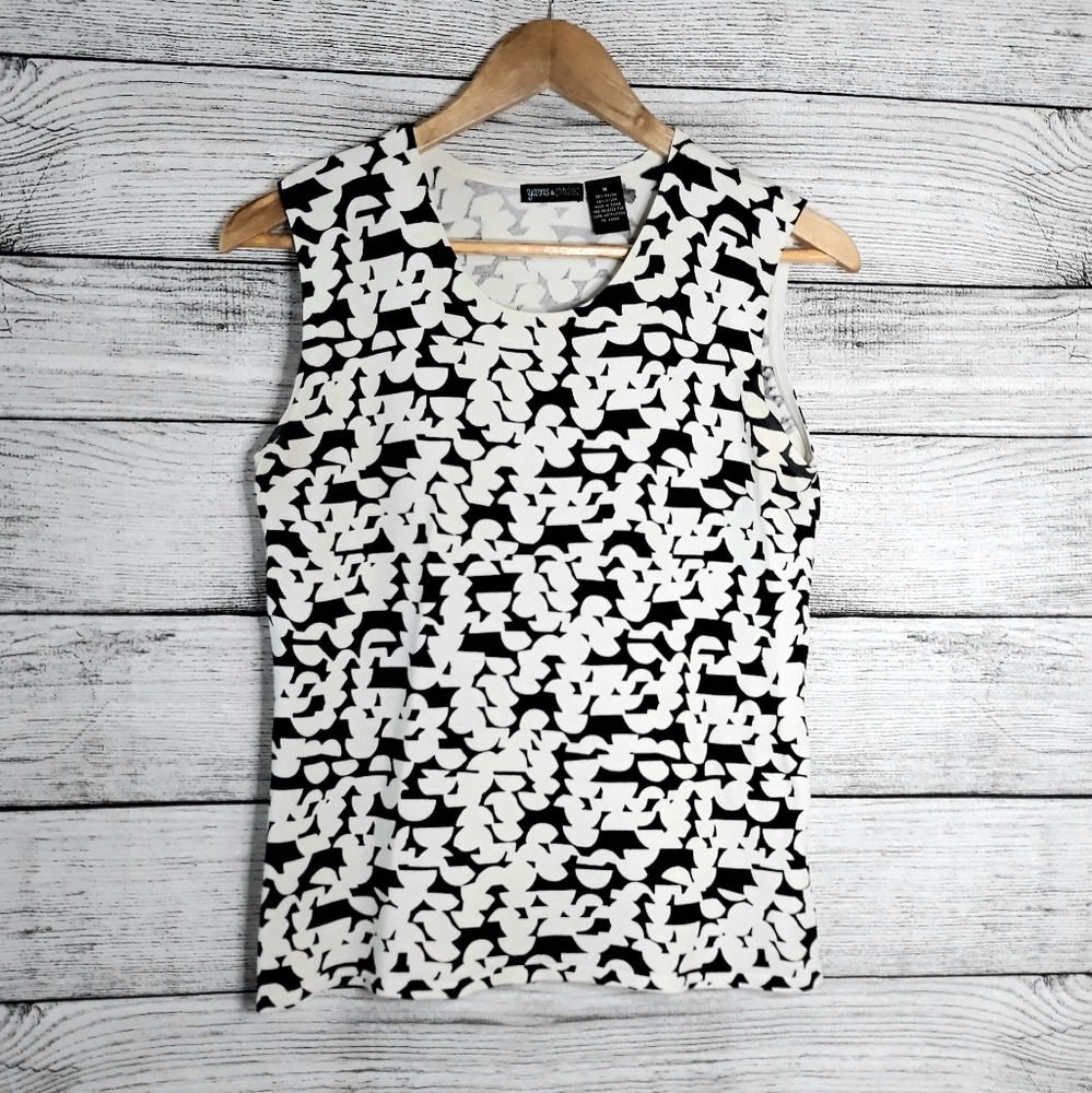 Women's Black and White Sleeveless Tank Top Size M